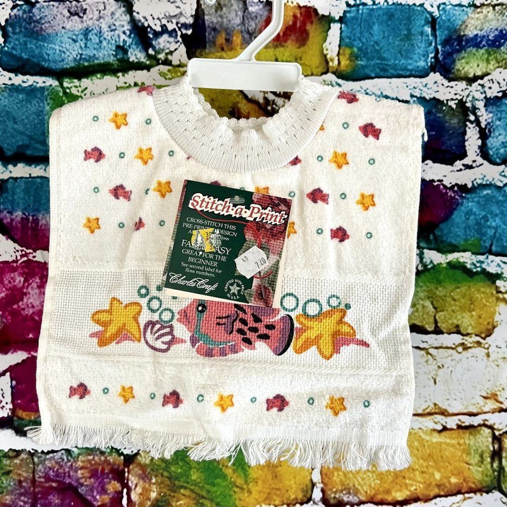 NOS Charles Craft Stitch a Print Fish Cross stitch Pre Printed Design